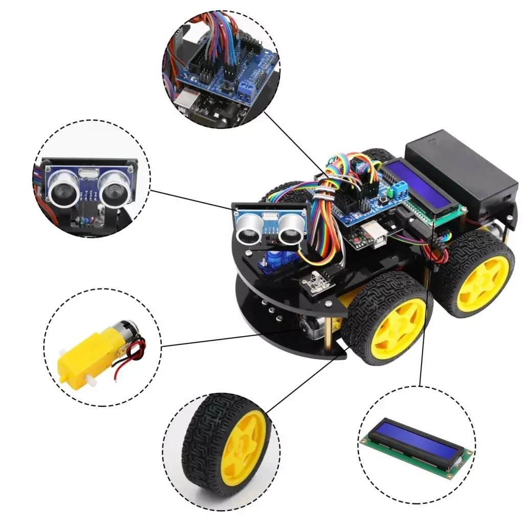 LAFVIN Multi-functional Smart Robot Car Kit for  R3, Ultrasonic Sensor, Bluetooth Module for Arduino with Tutorial