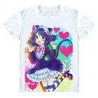 Футболка с рисунком аниме Show By Rock, футболка для косплея, голубого клубничного сердца, футболка Aion Tsukino Crow Music Top, футболка унисекс