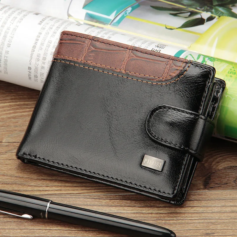 

2020 New Patchwork Leather Men Wallets Short Male Purse with Coin Pocket Card Holder Brand Trifold Wallet Men Clutch Money Bag