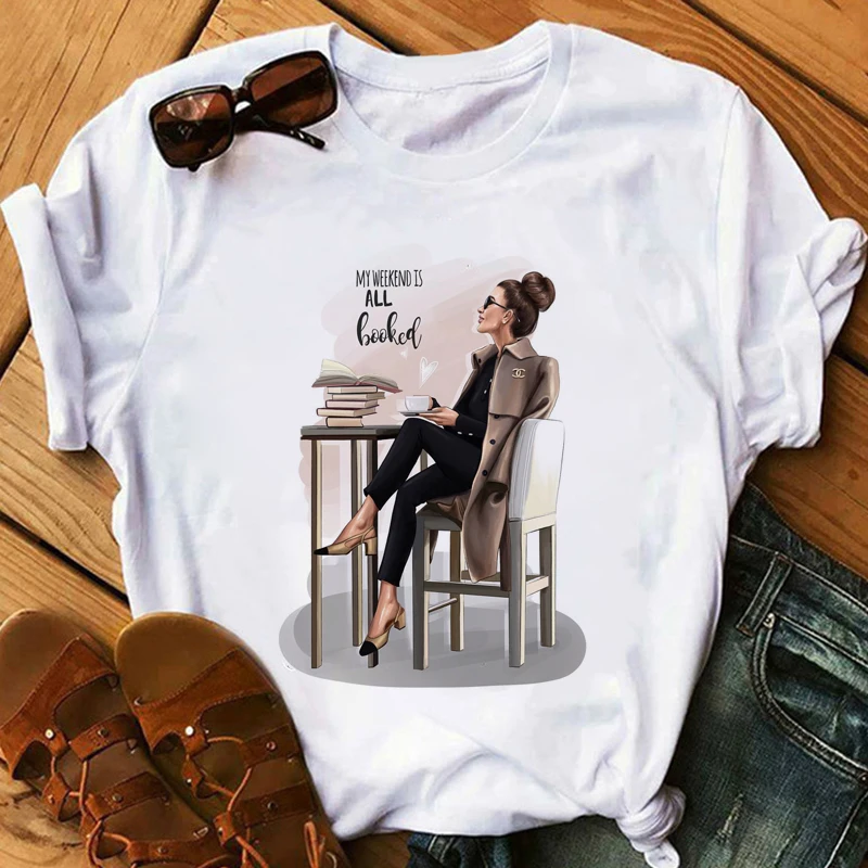 

Women BUT FIRST COFFEE Female White T-Shirts Summer Short Sleeve Tops Girl's Gift T-shirt Harajuku Streetwear Tee