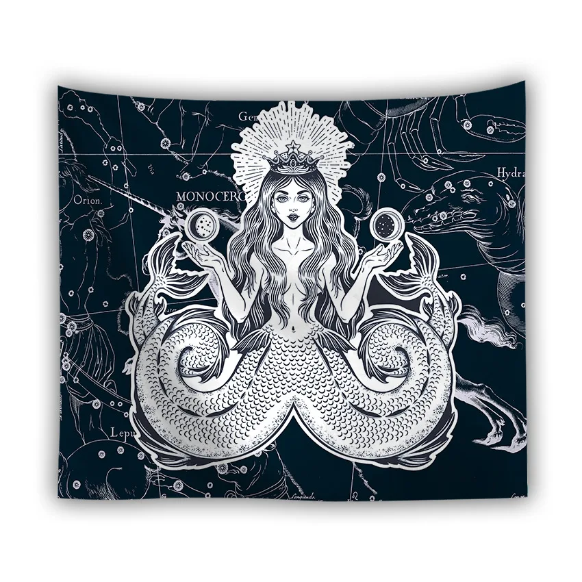 

Yaapeet 1pc Mermaid Printed Wall Tapestry Polyester Retro Wall Hanging Pretty New Classical Hanging Tapestry Jacquard Home Decor