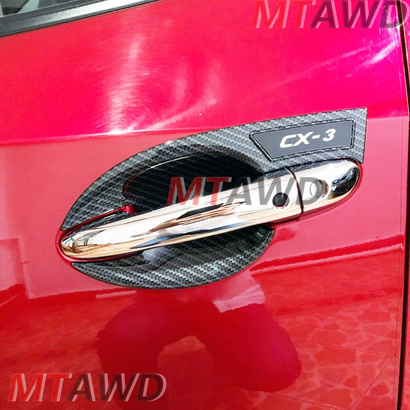 

Car Accessories For Mazda CX-3 CX3 2015-2018 2019 2020 door handle bowl cover ABS black carbon fiber cover Santa Fe exterior
