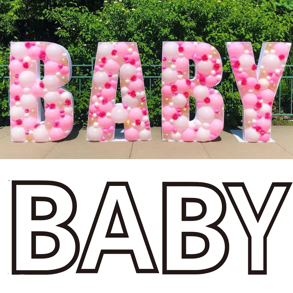 

Большая детская мозаичная рамка с буквами, подставка для наполнения воздушных шаров, детский душ, 1-я фотография, заполняющая коробка для во...