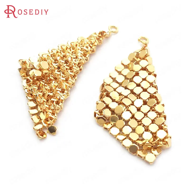 

(37070)6 шт. 32 мм 24 К золотой цвет латунная сетка металлическая ткань Подвески Высокое Качество фурнитура для изготовления ювелирных изделий Ак...