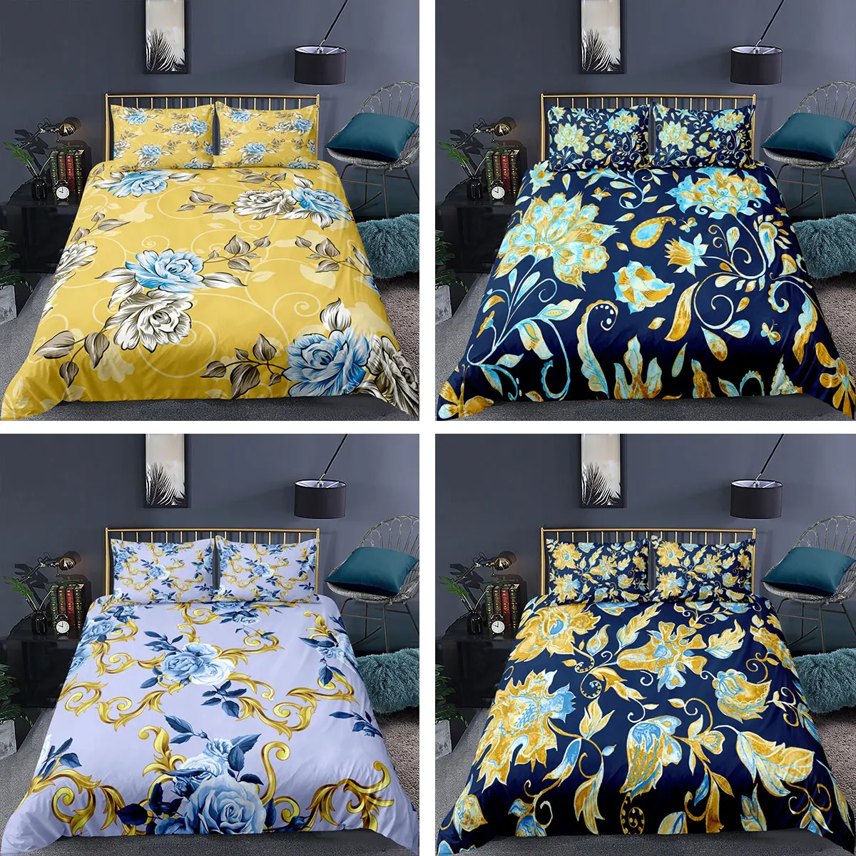 3D цветы Постельное белье Цветочный двойное одеяло покрывало Стёганое наволочка