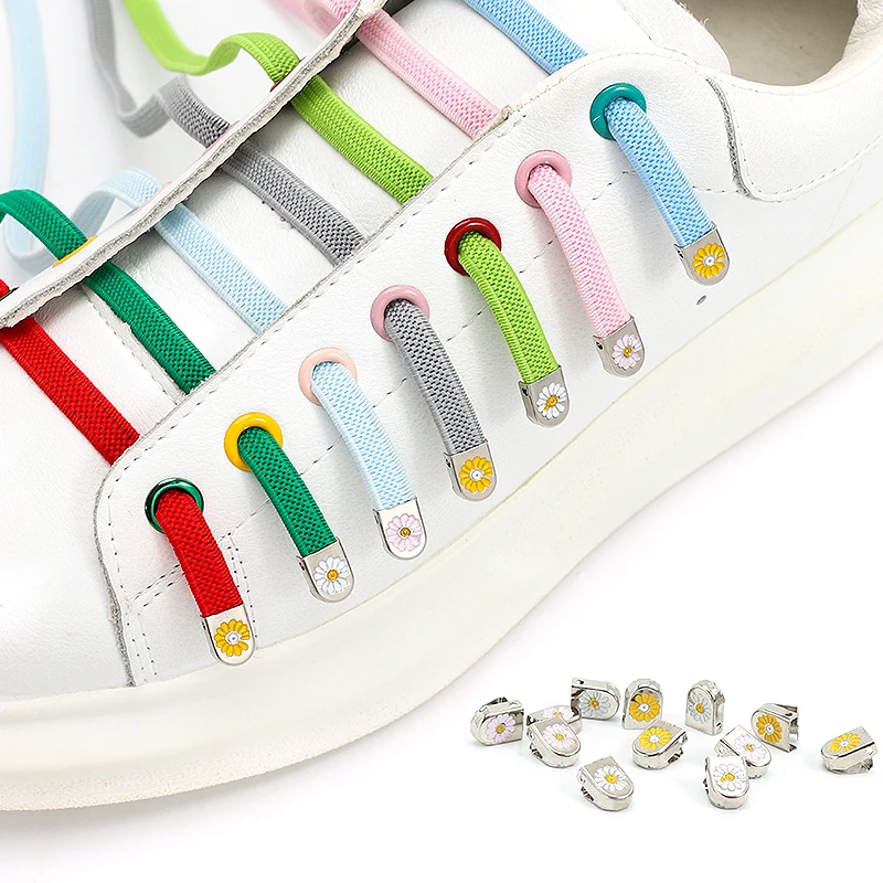 4pcs/set Daisy push button Shoelace Buckle Diamond Metal Push button shoes Lock Buckle For Flats Shoelace lock DIY Sneaker Kits