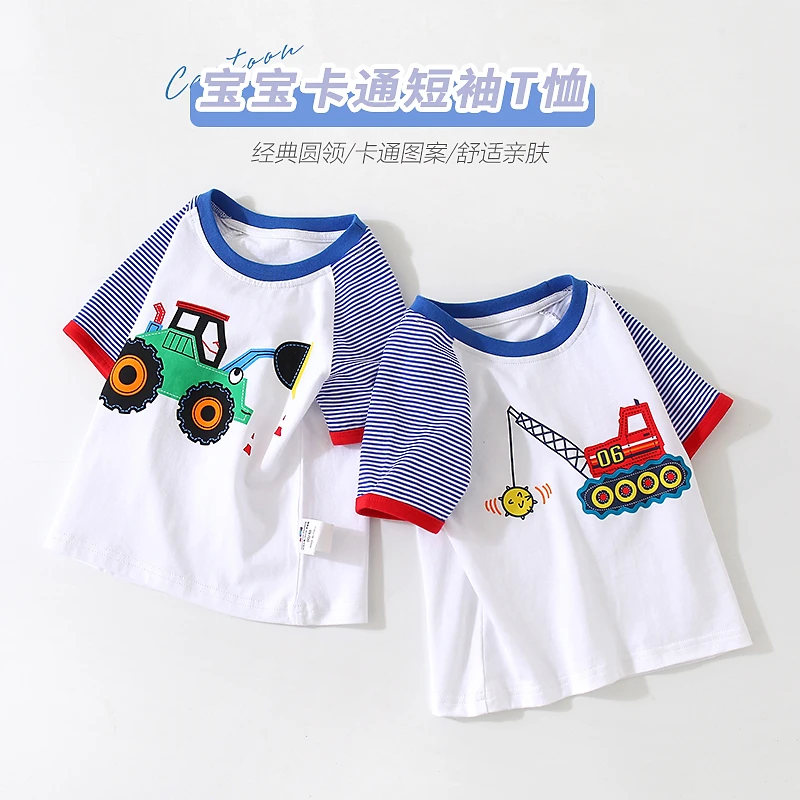 

Детский наряд с короткими рукавами футболка 2021 летняя новая одежда для маленьких мальчиков комплект из двух вещей; Детский свитер, надеваем...