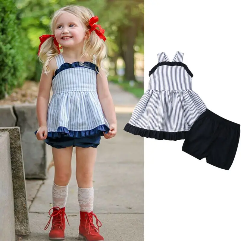 Emmababy 2 шт. 2019 летняя одежда для маленьких девочек комплект одежды платья топ в