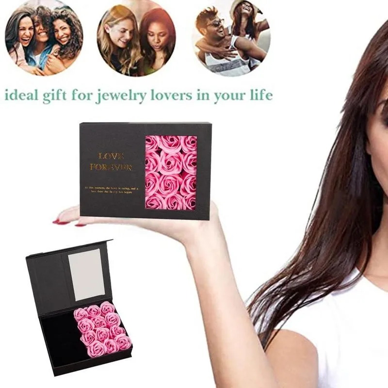 

Eternal Soap Rose Gift Box Open Window Jewelry Storage Box Paper Valentine's Day Gift Necklace Watch Lipstick Gift Box