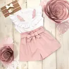 Комплект одежды для девочек SUNSIOM, на возраст 1-6 лет, белая футболка без рукавов с оборками и шорты с бантом