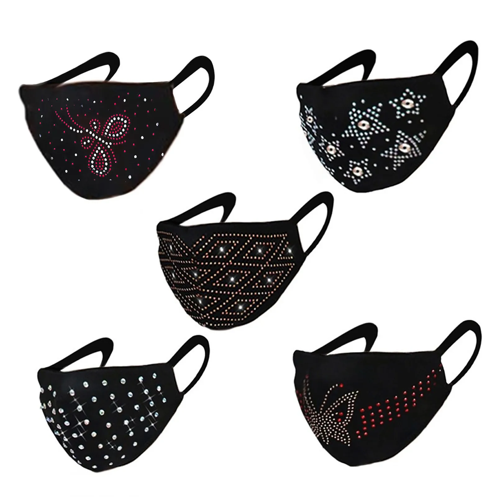 

New Fashion Rahinestone Mask Washable Reusable Cloth Protec Mouth Masks Masque Decoration Masquerade Party Nightclub