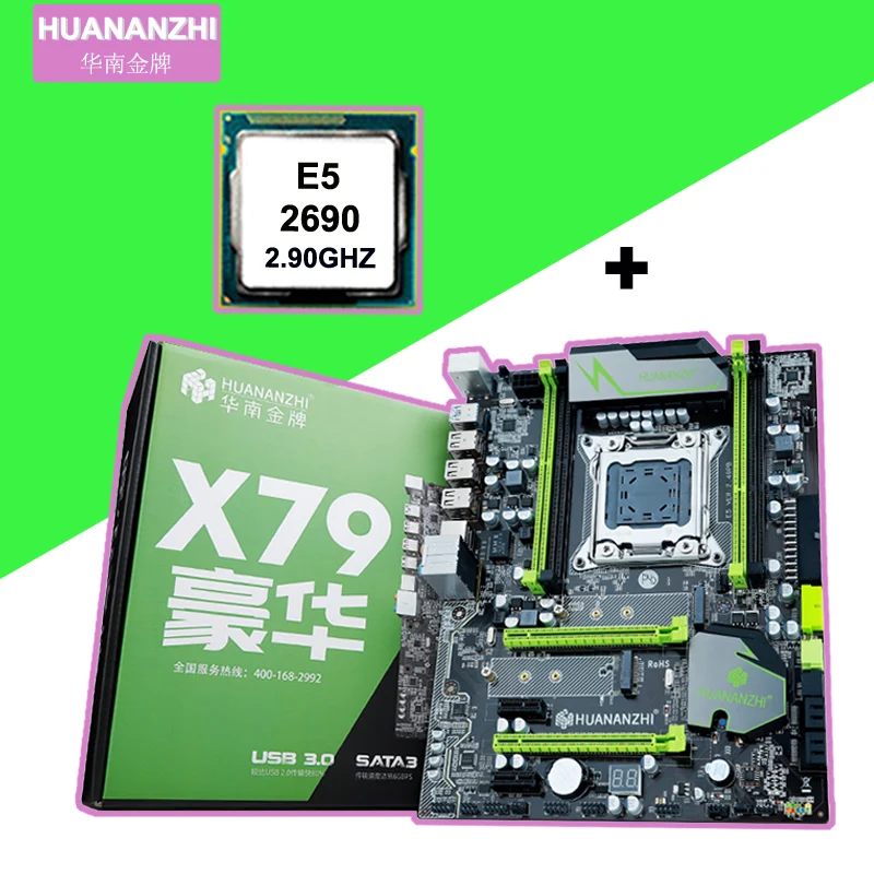 Bestellen HUANANZHI X79 Super Gaming Motherboard Mit Dual Hohe Geschwindigkeit M.2 NVMe SSD Slots Gute CPU Xeon E5 2690 C2 2,9 GHz 2 Jahre Garantie