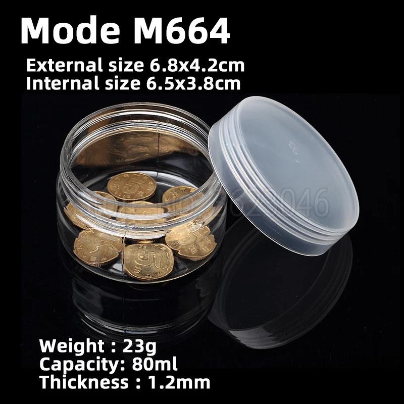 

10 pieces M664 Round Plastic Case Parts Accessory Organize Storage Screw Sample Transparent Box 6.5x3.8cm