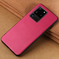 genuine litchi grain leather phone case for samsung galaxy s20 ultra s7 s8 s9 s10 s20 plus a51 a50 a70 a71 a40 note 10 9 8 cover