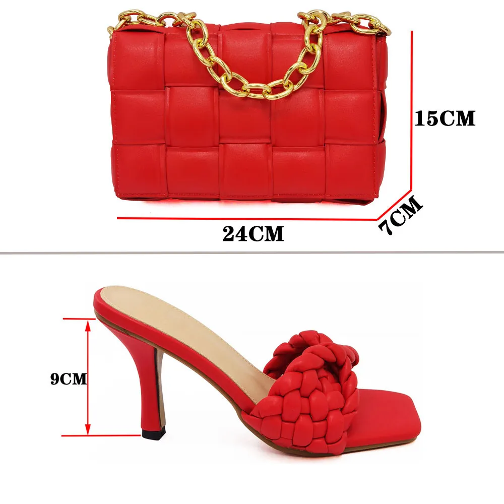 Latest Red Color Woman Italian Shoes and Bag Set High Quality Nigerian Women And For Wedding Dress | Обувь