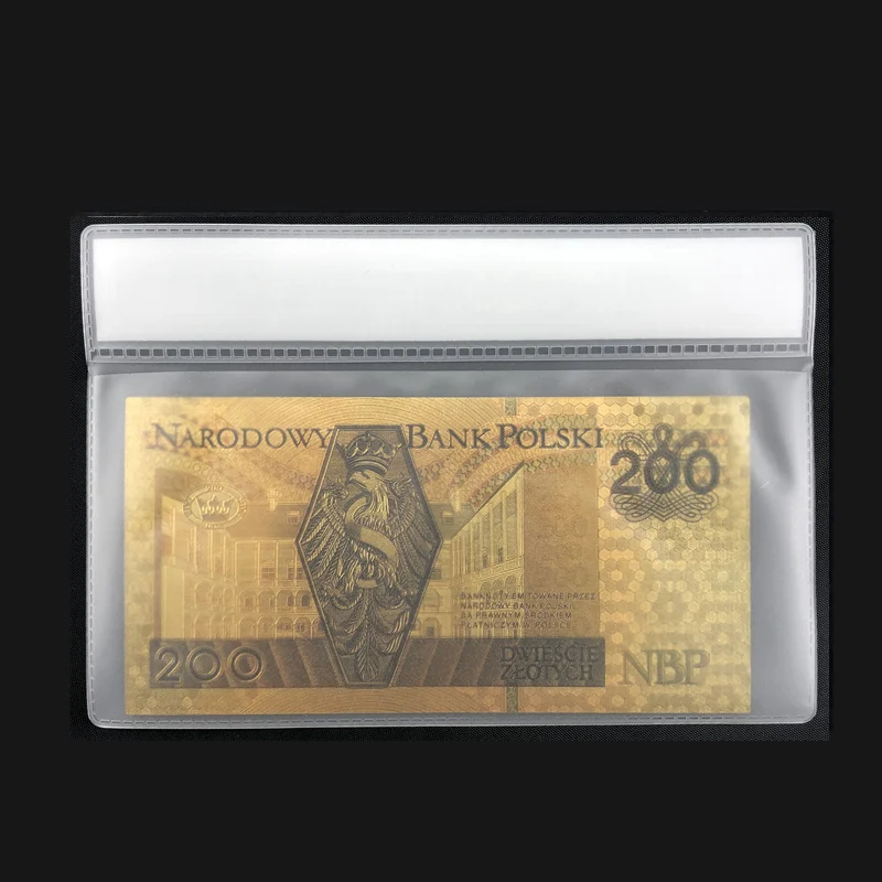 Высокое качество для цвета Poland Banknote 500 PLN чистое золото банкнота в 24k золото с КоА рамкой для Прямая