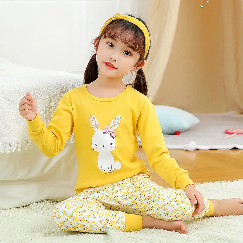 Baby Girls Pajamas Autumn Winter Long sleeve Children's Clothing Sleepwear Cotton Pyjamas Sets For Kids 2 4 6 8 10 12 Years
