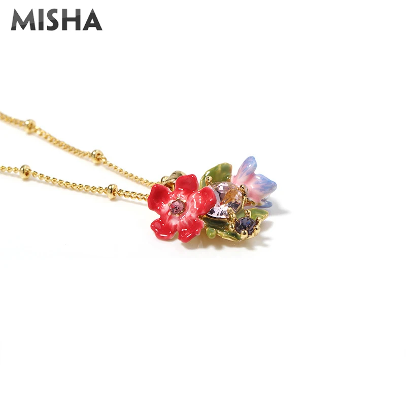 MISHA, Роскошные Ювелирные наборы, очаровательное дамское ожерелье, брошь с серьгами, эмалированная глазурь, цветок, ювелирное изделие, подарок, ожерелье, серьги, наборы 1092