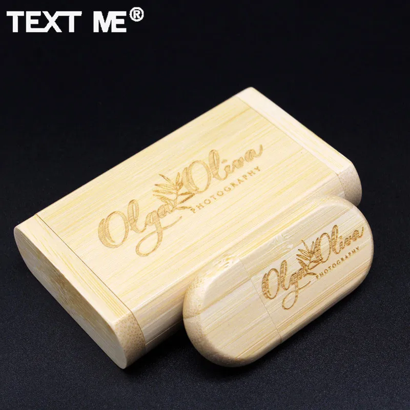 TEXT ME 64 Гб гравировка бамбуковая модель + коробка логотип печать usb флэш накопитель