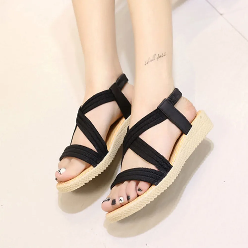 Женские сандалии на плоской подошве богемные с открытым носком летние #0203g10 |