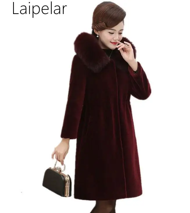 

Новинка 2020, Женское зимнее классическое пальто Laipelar из искусственной шерсти, теплая куртка, Женское пальто с воротником из искусственного л...
