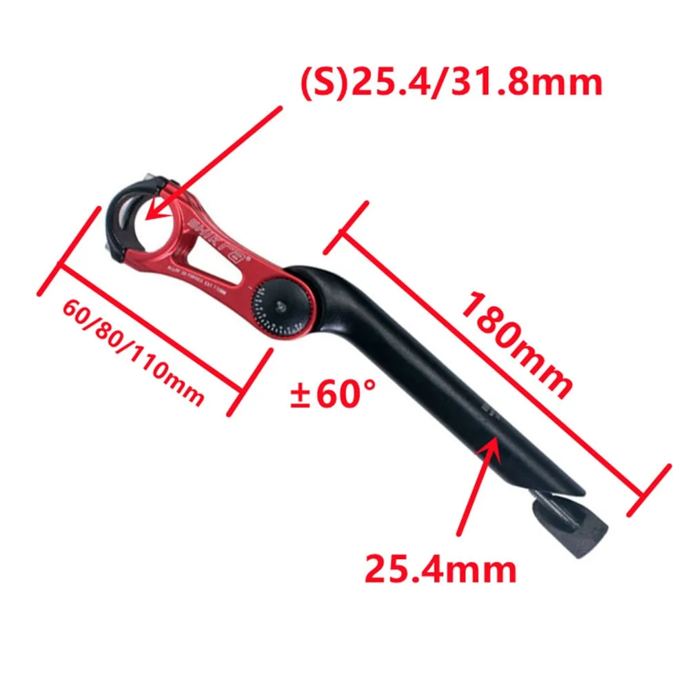 

Red Stem 60/80/110mm Adjustable Aluminum Alloy Angle Bicycle Handlebar
