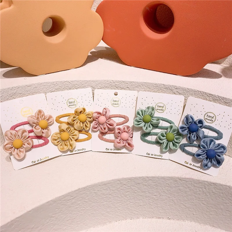 

1 Pair New Fashion Korean Sweet Girl Princess Hairpins Simple Cute Fabric Flower Children's BB Clip Headdress Hair Accessories
