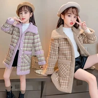 girls babys kids coat jacket outwear 2022 plaid thicken spring autumn cotton teenagers tracksuits high quality overcoat childre