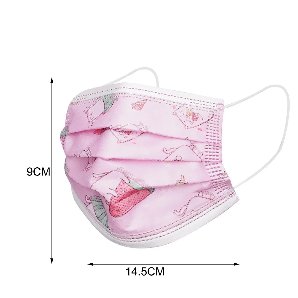 

50pc Disposable Kids Face Mask Nonwoven Earloop 3 Ply Filter For Kid Halloween Cosplay Headband Masques Fashion Face Mouth Mask