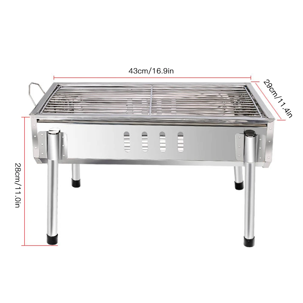 저렴한 BBQ Grill Camping Outdoor Stove Barbecue Grill Portable Barbecue Charcoal Grill Stainless Steel Folding Camping BBQ Kabab Grill