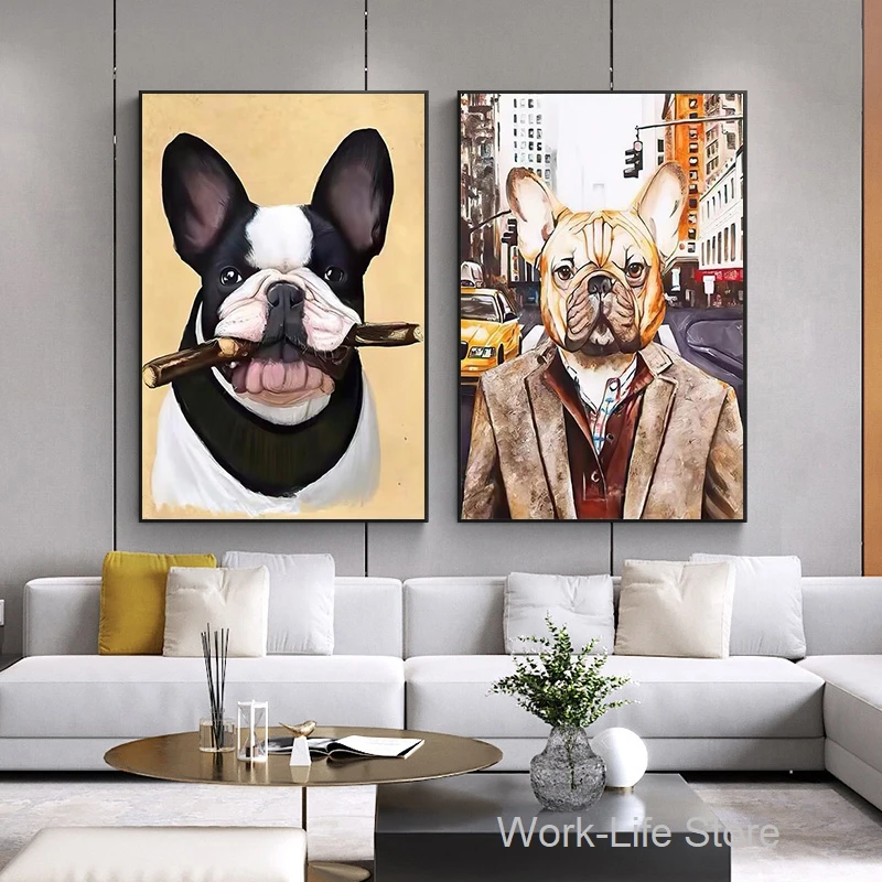 Современный панель в форме французского бульдога постеры с животными и принты