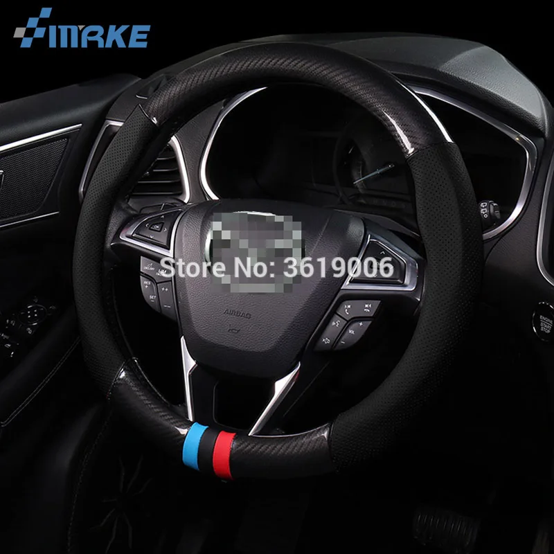 

For 38cm Carbon Fiber Leather Steering wheel Sport Racing Steering Wheel Cover Car-styling