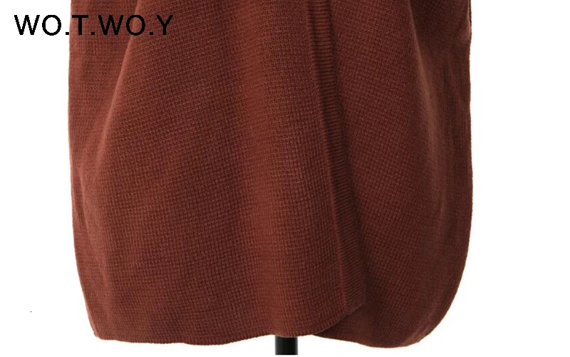 WOTWOY, осенне-зимний вязаный свитер, пальто для женщин,, сексуальный v-образный вырез, пояс, верхняя одежда, женские кардиганы, модная женская одежда с длинным рукавом