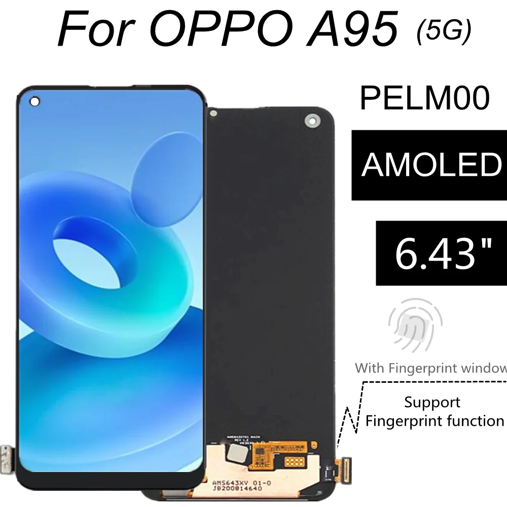 Pantalla AMOLED de 6,43 pulgadas para OPPO A95 5G PELM00, recambio de conjunto de pantalla t&aacute;ctil-0
