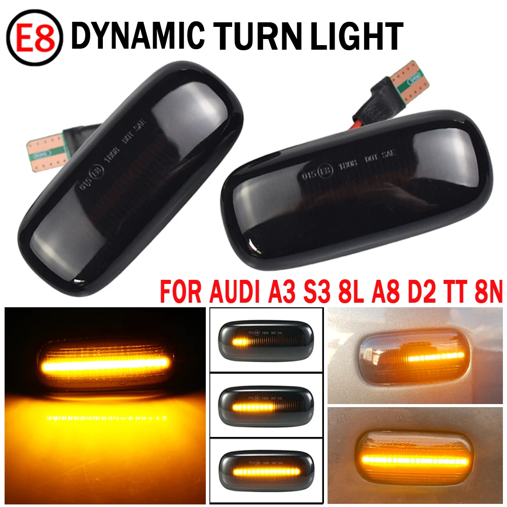 LED Dynamic Car Blinker Side Marker Turn Signal Lights Lamp For Audi A3 S3 8L A8 D2 1999-2002 TT 8N 2000-2006