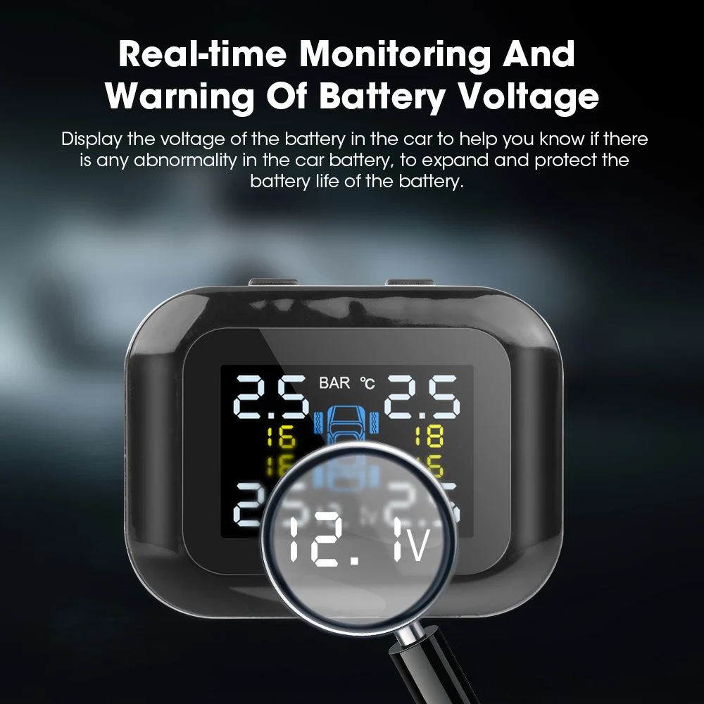 Jansite Car TPMS Cigarette lighter Tire Pressure Monitoring System Sensors Adjustable Display Angle Auto Security Alarm | Автомобили и