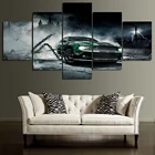 Домашний декор, 5 шт., зеленый Ford Mustang, автомобильная живопись, холст, печать, постер, современное настенное искусство, Модульная картина, фон для спальни, рамка