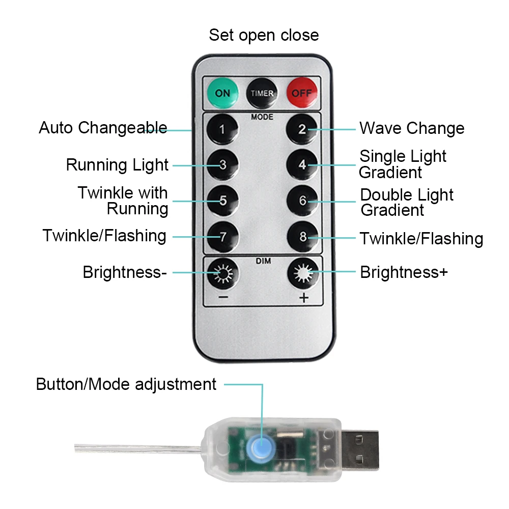3M x 300 LED медная проволока занавески USB с дистанционным управлением сказочные огни