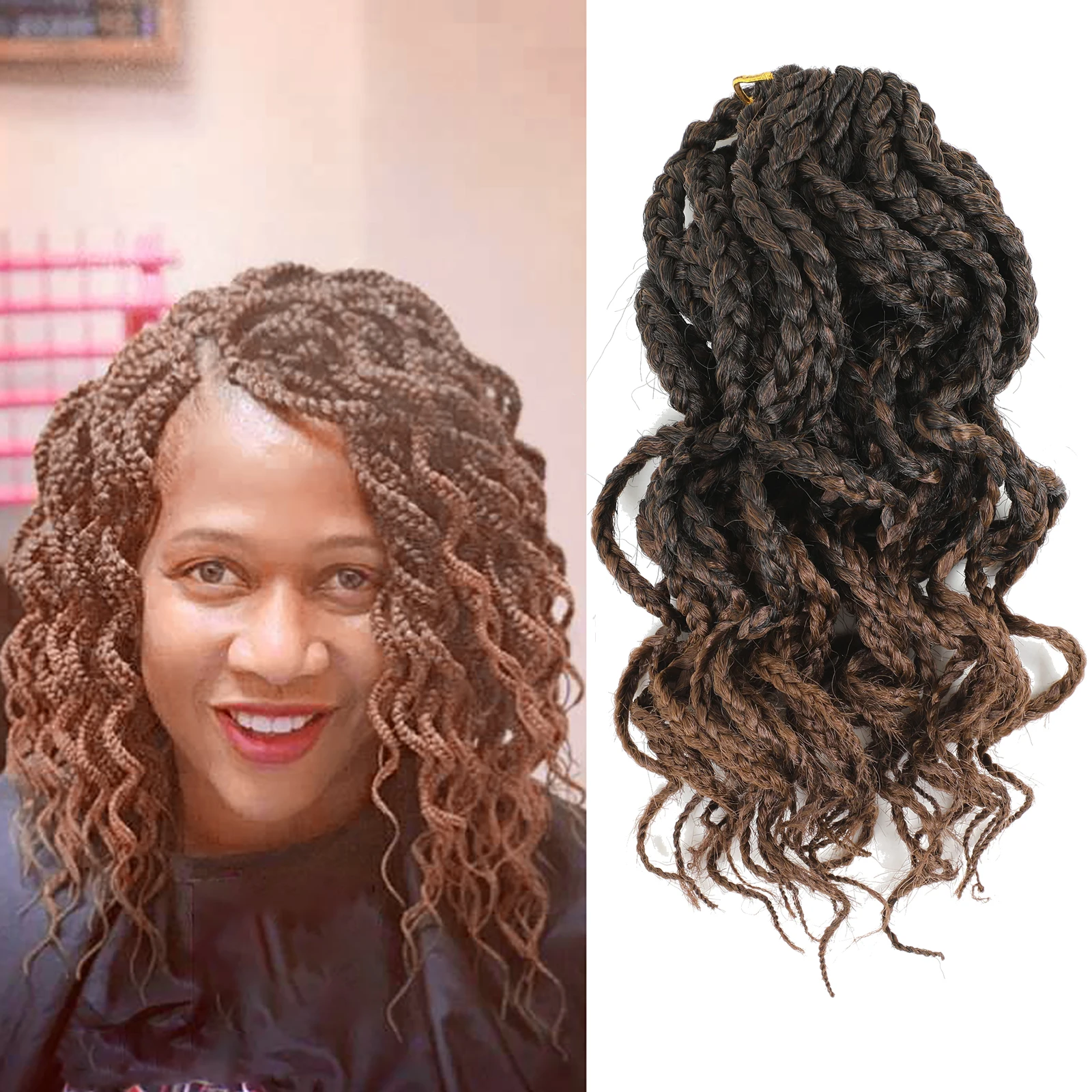 

Svolna 8Inch Synthetic Wavy Box Braids Braiding Hair Extensions Curly Ends Goddess For Black Women Crochet Braids Hair