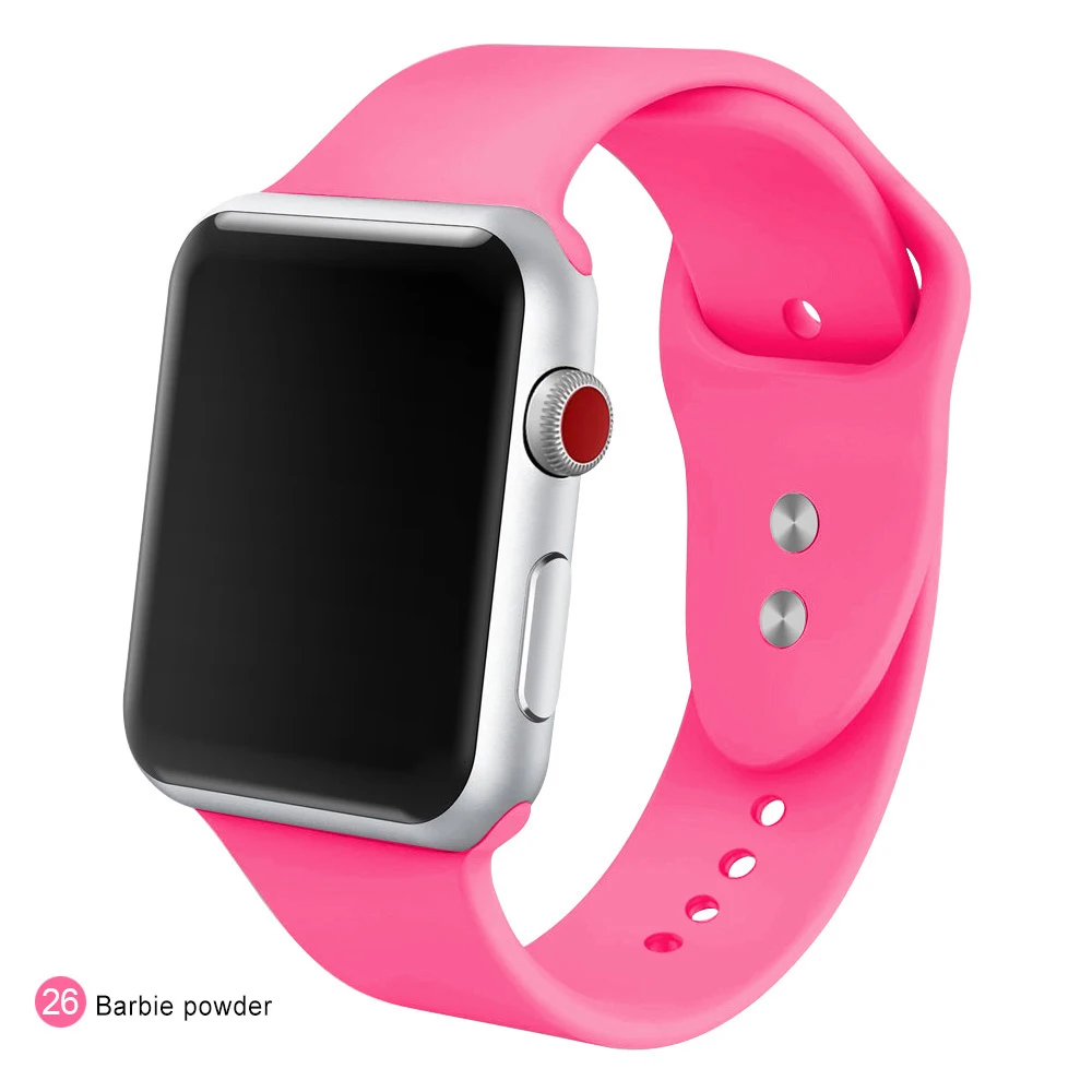 Мягкий силиконовый сменный спортивный ремешок для 38 мм Apple Watch Series1 2 3 4 5 42 мм ремешок для наручных браслетов для iWatch Sports Edition - Цвет ремешка: Barbie powder