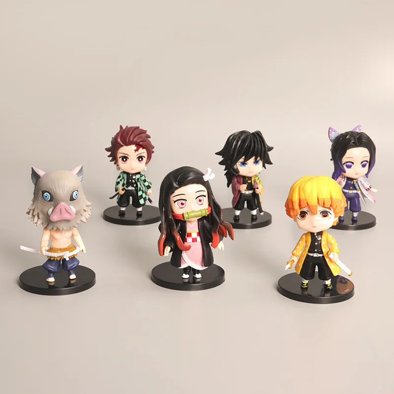 

6pcs/Set Demon Slayer Anime Figurine Kamado Nezuko Kamado Tanjirou Agatsuma Zenitsu Hashibira Inosuke Tomioka Giyuu Figure