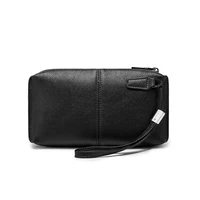 men clutches handbags high quality soft leather mobile phone bag business wallet wristlets male retro casual long zip up wallets