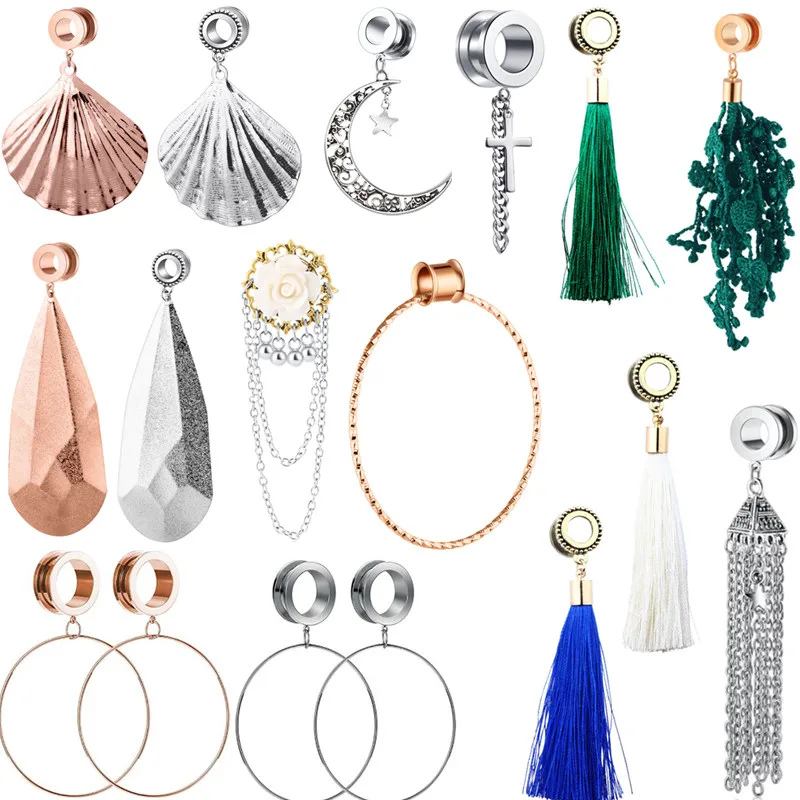 2 шт Нержавеющая сталь с изображением луны и звезд датчик уха серьги подвески в