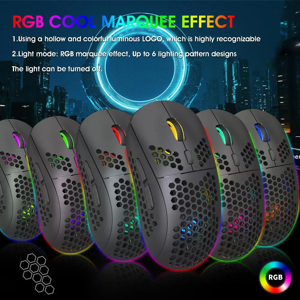 

BEESCLOVER 2.4g Wireless Mouse Rgb Luminous Wireless Gaming Type-c Rechargeable Mouse Wireless mouse 2.4 GHz BT3.0 BT5.0 r57