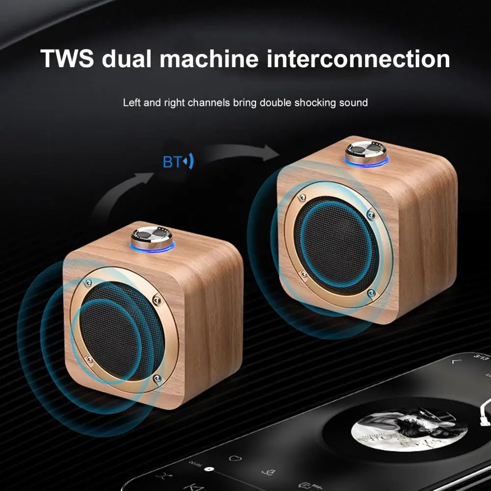 Портативная деревянная Bluetooth-Колонка Q1B 4.2 Беспроводная колонка с басами