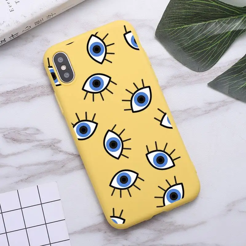 

blue colorful Evil Eye art aesthetic design luxury Phone Case Candy Color for iPhone 6 7 8 11 12 s mini pro X XS XR MAX Plus