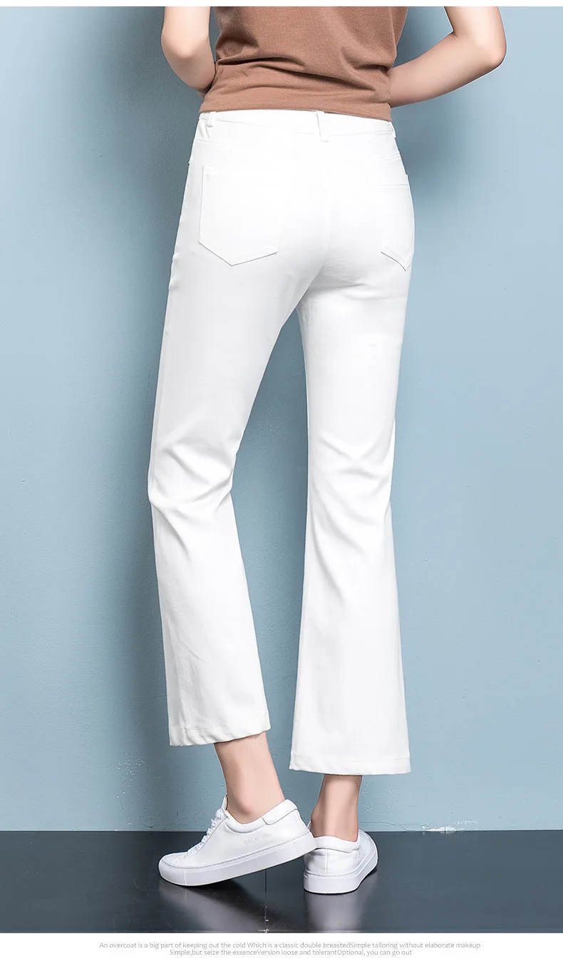 

White Jeans Women Casual Office Lady Slim Fit Cut Boot Ankle-length Stretch Denim Pant Female Jeans Trousers Dropshipping