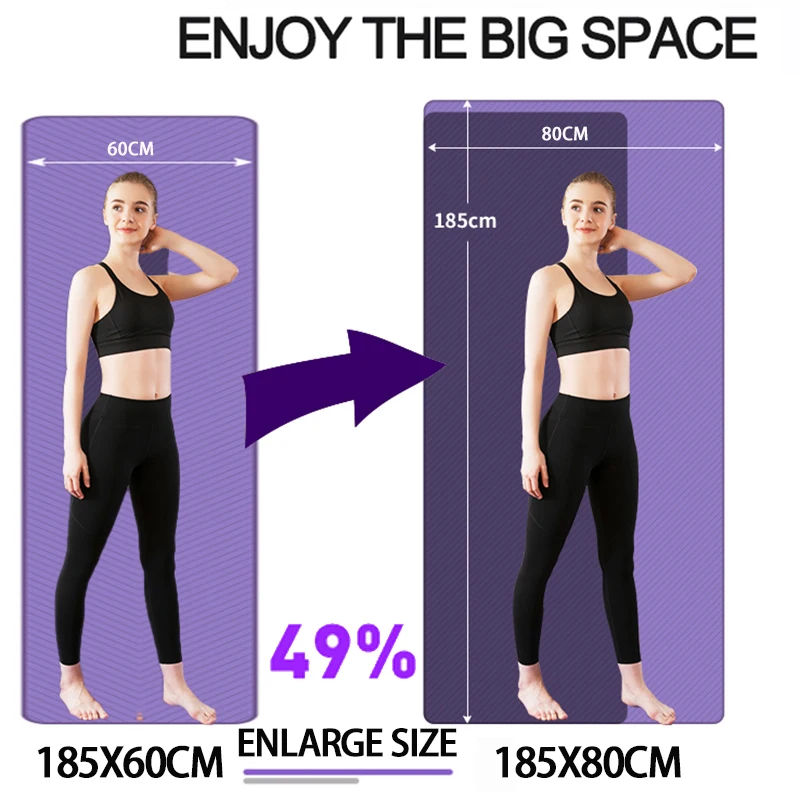 185*80cm Larger High Quality NBR Yoga Mat Slim Mats Non-slip Tasteless Fitness Pilates Home Exercises Gym Sport Pad Exercis - купить по