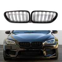 1 pair gloss black m color front kidney grill bumper grill double slat line for bmw f06 f12 f13 m6 630i 640i 650i 2012 2017