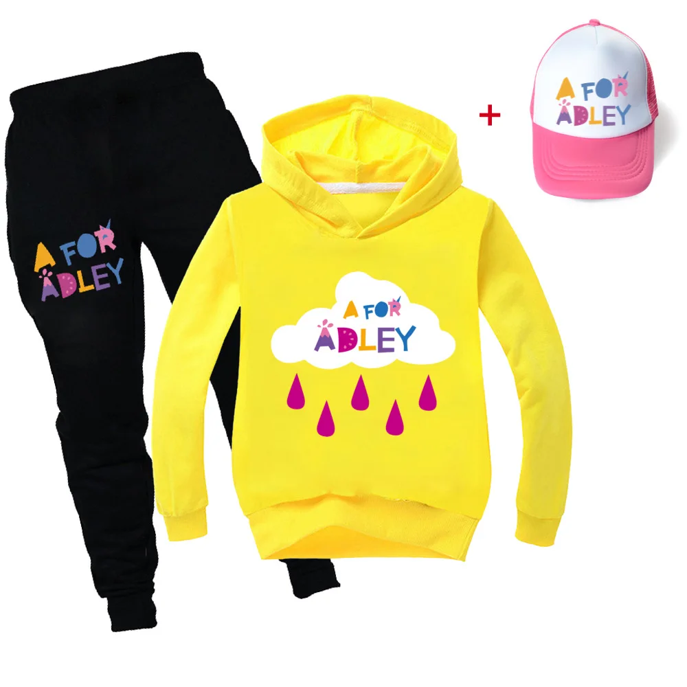 2-16Y Kids Clothing Set Children Clothes Sets A for Adley 3D Print Baby Girls Outfits Teenagers Boys Casual Sports Suit +Sun Hat